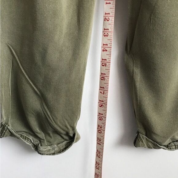 Free People Green Crop Belt Cargo Pants Size 2 Boho Excellent Condition No Flaws - Picture 9 of 11